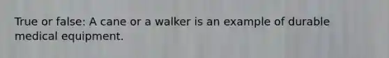 True or false: A cane or a walker is an example of durable medical equipment.