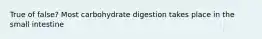 True of false? Most carbohydrate digestion takes place in the small intestine