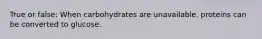 True or false: When carbohydrates are unavailable, proteins can be converted to glucose.