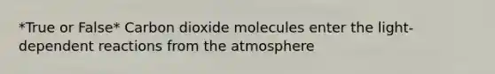 *True or False* Carbon dioxide molecules enter the light-dependent reactions from the atmosphere