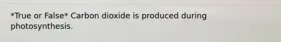 *True or False* Carbon dioxide is produced during photosynthesis.