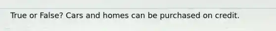 True or False? Cars and homes can be purchased on credit.