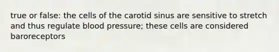 true or false: the cells of the carotid sinus are sensitive to stretch and thus regulate blood pressure; these cells are considered baroreceptors