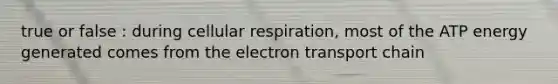 true or false : during cellular respiration, most of the ATP energy generated comes from the electron transport chain