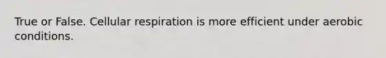 True or False. <a href='https://www.questionai.com/knowledge/k1IqNYBAJw-cellular-respiration' class='anchor-knowledge'>cellular respiration</a> is more efficient under aerobic conditions.