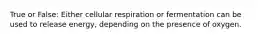True or False: Either cellular respiration or fermentation can be used to release energy, depending on the presence of oxygen.