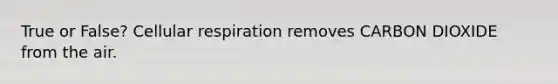 True or False? Cellular respiration removes CARBON DIOXIDE from the air.