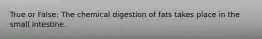 True or False: The chemical digestion of fats takes place in the small intestine.