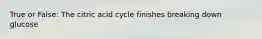 True or False: The citric acid cycle finishes breaking down glucose