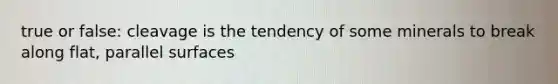 true or false: cleavage is the tendency of some minerals to break along flat, parallel surfaces