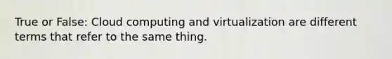 True or False: Cloud computing and virtualization are different terms that refer to the same thing.