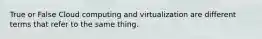 True or False Cloud computing and virtualization are different terms that refer to the same thing.