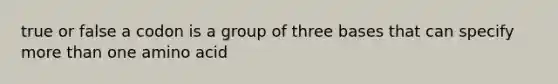 true or false a codon is a group of three bases that can specify <a href='https://www.questionai.com/knowledge/keWHlEPx42-more-than' class='anchor-knowledge'>more than</a> one amino acid