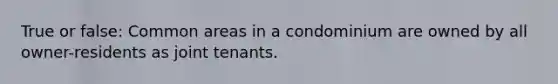 True or false: Common areas in a condominium are owned by all owner-residents as joint tenants.