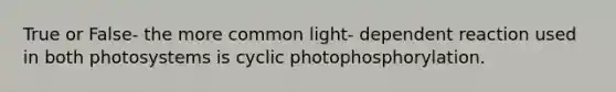 True or False- the more common light- dependent reaction used in both photosystems is cyclic photophosphorylation.