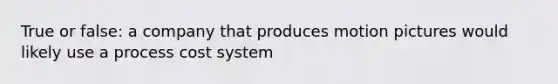 True or false: a company that produces motion pictures would likely use a process cost system