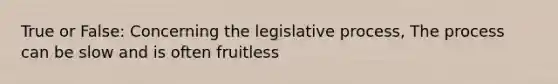 True or False: Concerning the legislative process, The process can be slow and is often fruitless