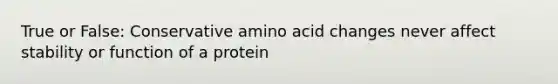 True or False: Conservative amino acid changes never affect stability or function of a protein