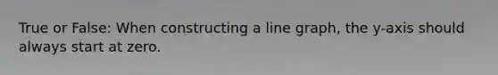 True or False: When constructing a line graph, the y-axis should always start at zero.