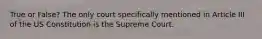 True or False? The only court specifically mentioned in Article III of the US Constitution is the Supreme Court.