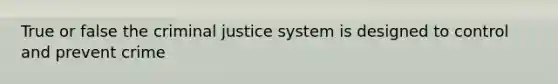 True or false the criminal justice system is designed to control and prevent crime