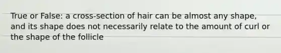 True or False: a cross-section of hair can be almost any shape, and its shape does not necessarily relate to the amount of curl or the shape of the follicle