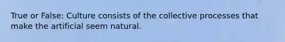 True or False: Culture consists of the collective processes that make the artificial seem natural.