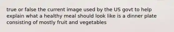 true or false the current image used by the US govt to help explain what a healthy meal should look like is a dinner plate consisting of mostly fruit and vegetables