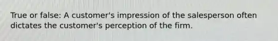 True or false: A customer's impression of the salesperson often dictates the customer's perception of the firm.