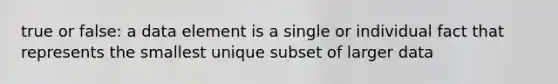 true or false: a data element is a single or individual fact that represents the smallest unique subset of larger data