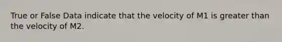 True or False Data indicate that the velocity of M1 is greater than the velocity of M2.