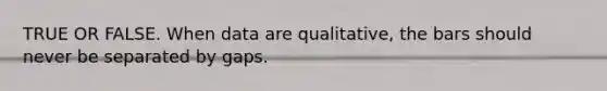 TRUE OR FALSE. When data are qualitative, the bars should never be separated by gaps.