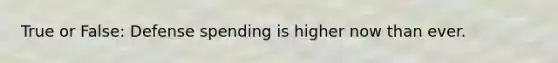 True or False: Defense spending is higher now than ever.