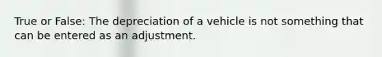 True or False: The depreciation of a vehicle is not something that can be entered as an adjustment.