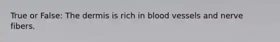 True or False: The dermis is rich in blood vessels and nerve fibers.