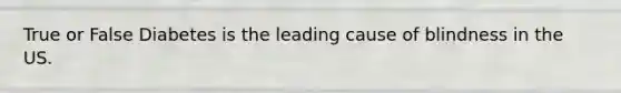 True or False Diabetes is the leading cause of blindness in the US.