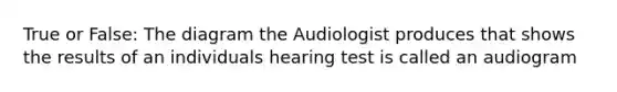 True or False: The diagram the Audiologist produces that shows the results of an individuals hearing test is called an audiogram