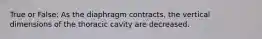 True or False: As the diaphragm contracts, the vertical dimensions of the thoracic cavity are decreased.