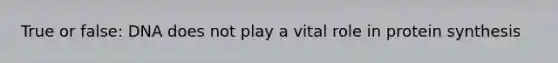 True or false: DNA does not play a vital role in <a href='https://www.questionai.com/knowledge/kVyphSdCnD-protein-synthesis' class='anchor-knowledge'>protein synthesis</a>