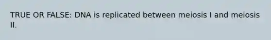 TRUE OR FALSE: DNA is replicated between meiosis I and meiosis II.