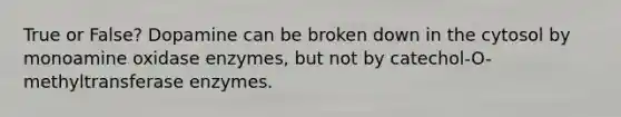 True or False? Dopamine can be broken down in the cytosol by monoamine oxidase enzymes, but not by catechol-O-methyltransferase enzymes.