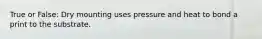 True or False: Dry mounting uses pressure and heat to bond a print to the substrate.