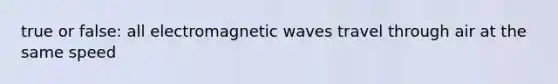 true or false: all electromagnetic waves travel through air at the same speed