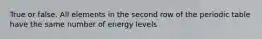 True or false. All elements in the second row of the periodic table have the same number of energy levels