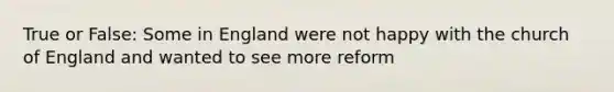 True or False: Some in England were not happy with the church of England and wanted to see more reform