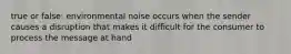 true or false: environmental noise occurs when the sender causes a disruption that makes it difficult for the consumer to process the message at hand