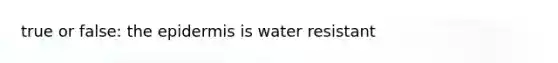 true or false: <a href='https://www.questionai.com/knowledge/kBFgQMpq6s-the-epidermis' class='anchor-knowledge'>the epidermis</a> is water resistant