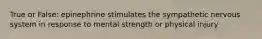 True or False: epinephrine stimulates the sympathetic nervous system in response to mental strength or physical injury