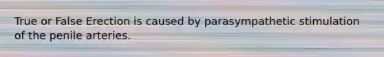 True or False Erection is caused by parasympathetic stimulation of the penile arteries.