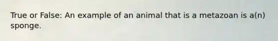 True or False: An example of an animal that is a metazoan is a(n) sponge.